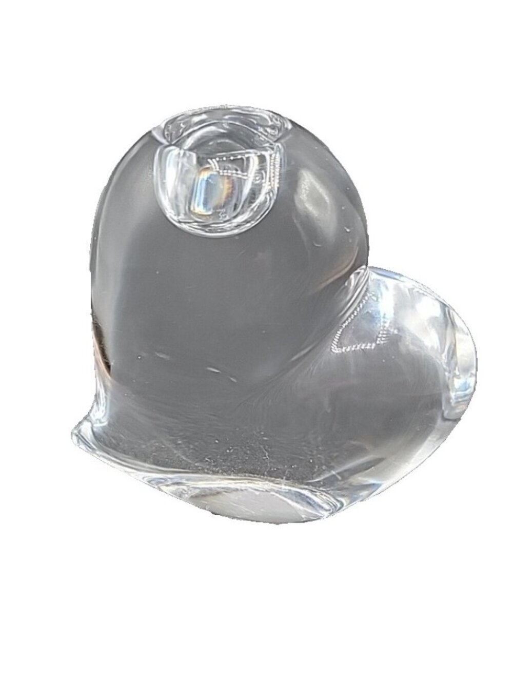 VTG Rogaska Heavy Lead Crystal Heart Paper Weight Candle Holder Slovenia Signed - Picture 5 of 6